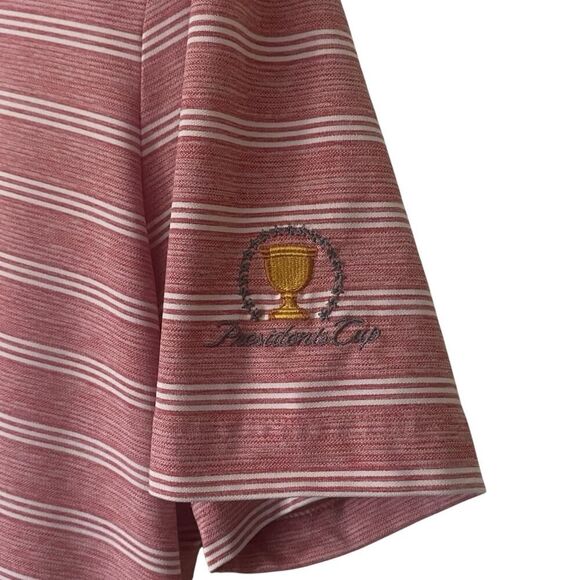 Lacoste Sport Mens Size 4XL Presidents Cup Burgundy Striped Golf Polo Shirt - Picture 6 of 9